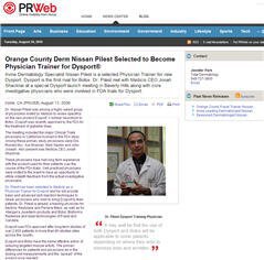 Orange County Derm Nissan Pilest Selected to Become Physician Trainer for Dysport®